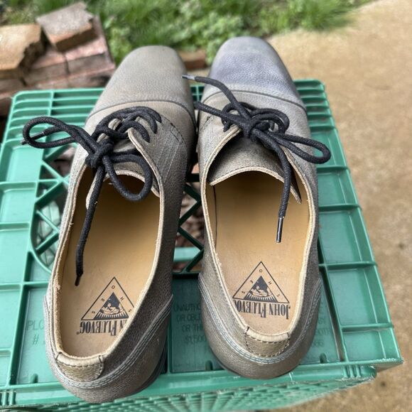 JOHN FLUEVOG - Prophesy Breton - Green Cap Toe Leather Derby Shoe Size 10 - Picture 6 of 9